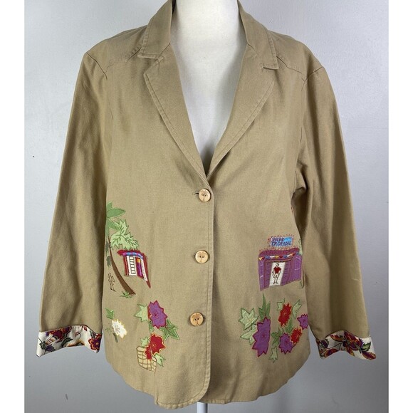 Hearts of Palm Women’s Jacket Blazer 14 Embroidered Cottagecore Novelty Artsy - Picture 1 of 15